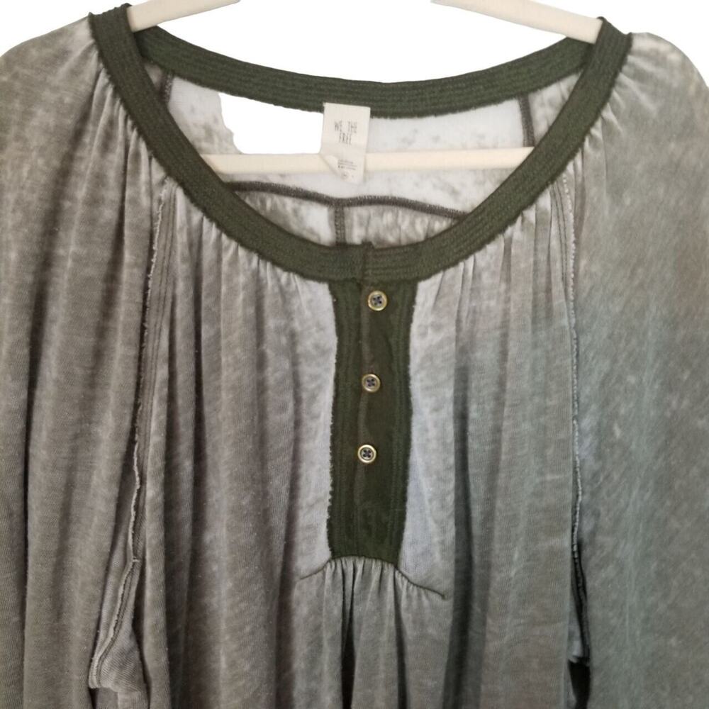 Free People Womens Acadia Burnout Henley Tunic Size M Oversized Boho Slouchy - Picture 2 of 8